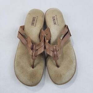 GH Bass & Co Sunjuns Susan Sandals Womens Size 8M Brown Cognac Thong Flip Flop